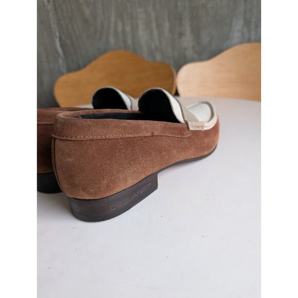 DSquared2-Men\'s Brown/Ivory/Taupe-Suede Almond Toe Penny Loafers-EU41/US 8 main image 5